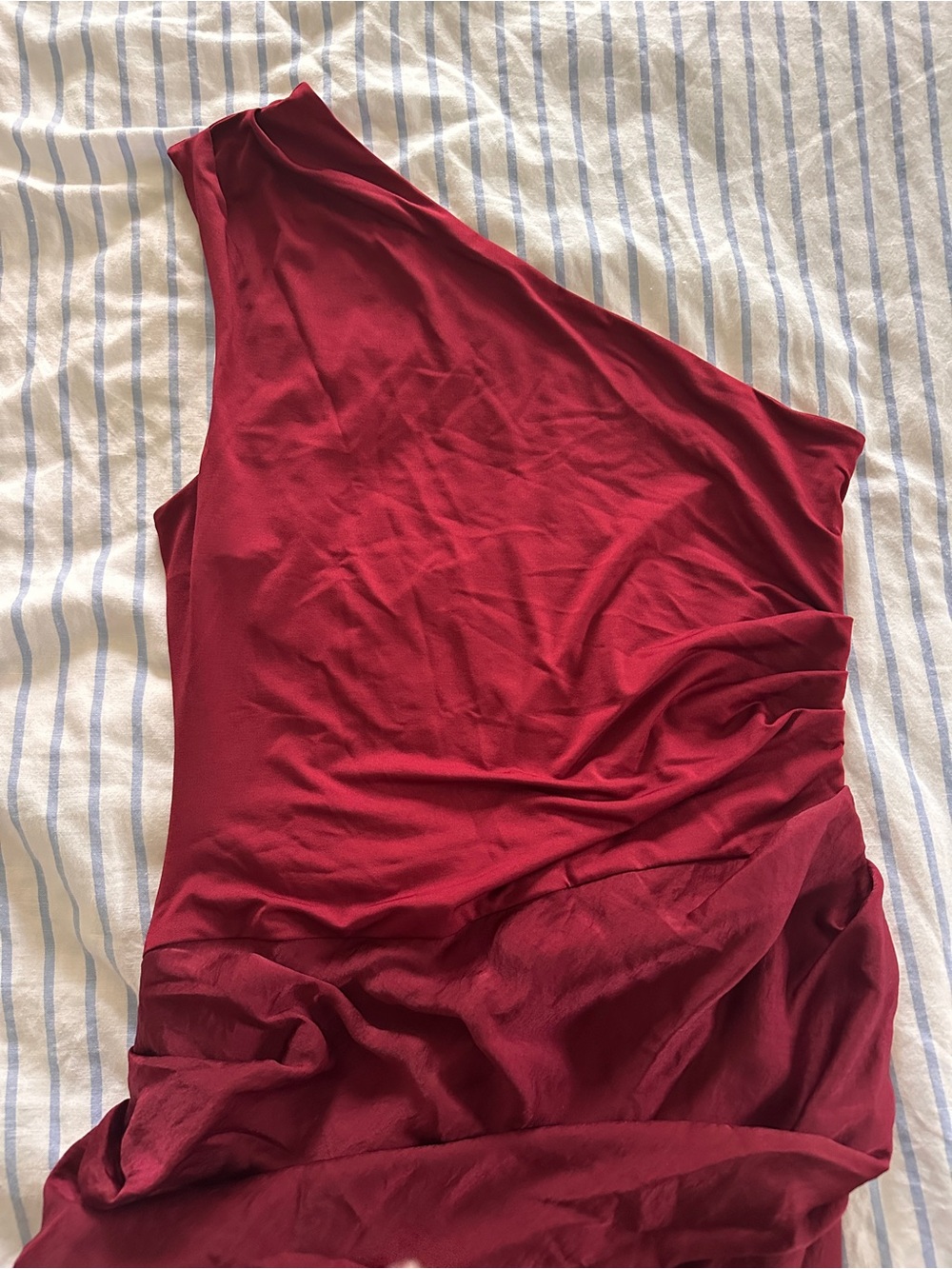 SHOWPO ASTRID MIDI DRESS One-Shoulder Burgundy Evening Dress NWT - Picture 7 of 12